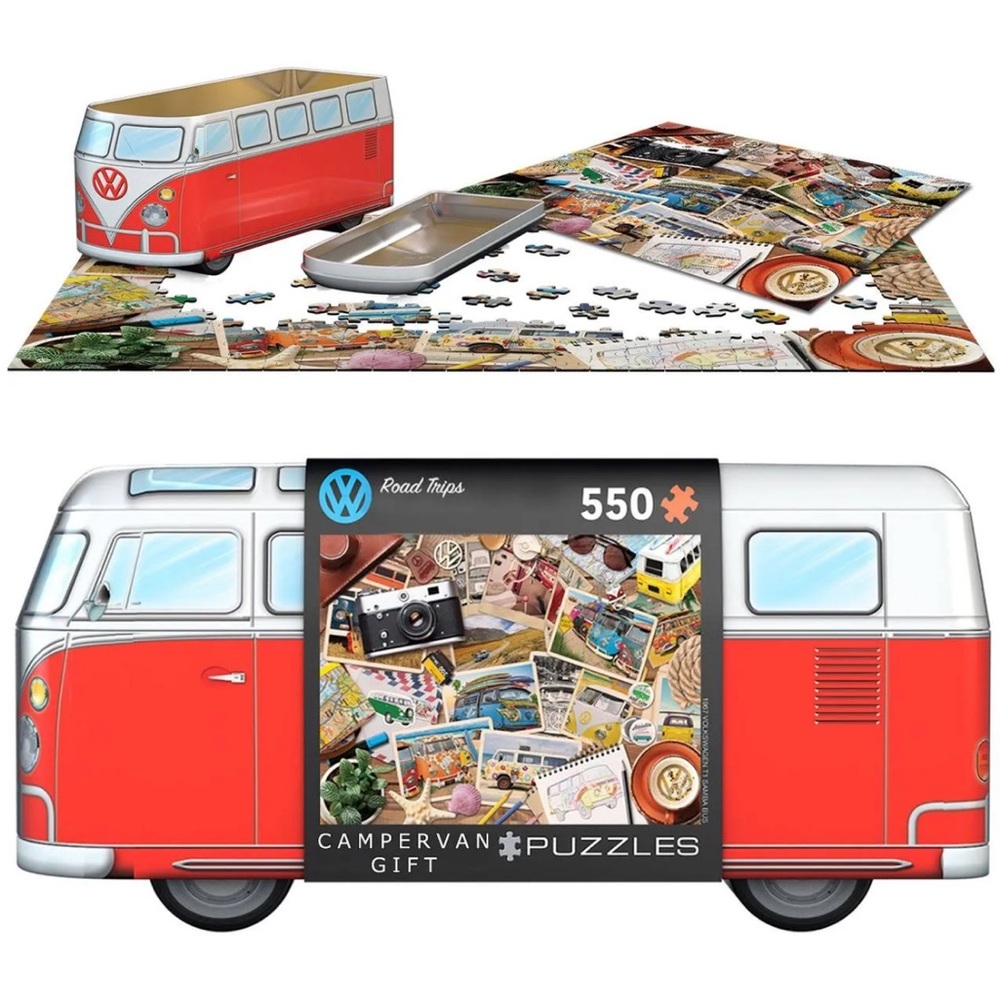 Eurographics VW Collectable Tin Road Trip Voyage Collage Jigsaw Puzzle 550 piece